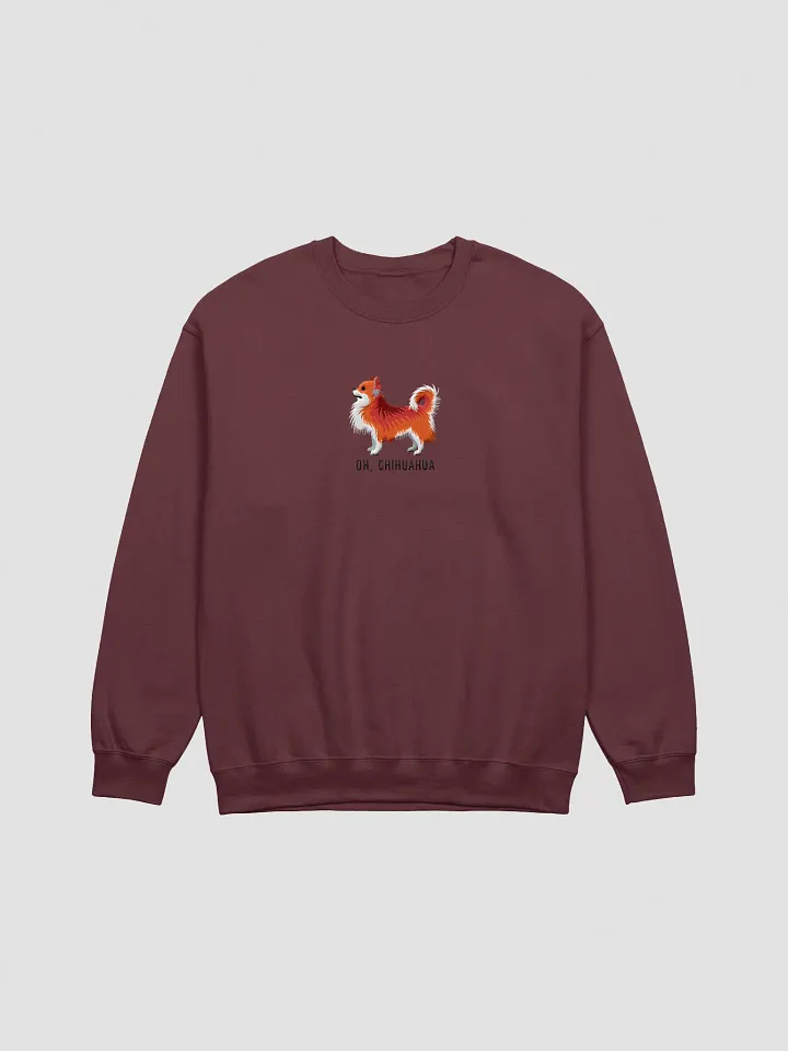 Oh, Chihuahua Sweatshirt (Embroidered) of a Longhaired Chihuahua(Red) product image (1)