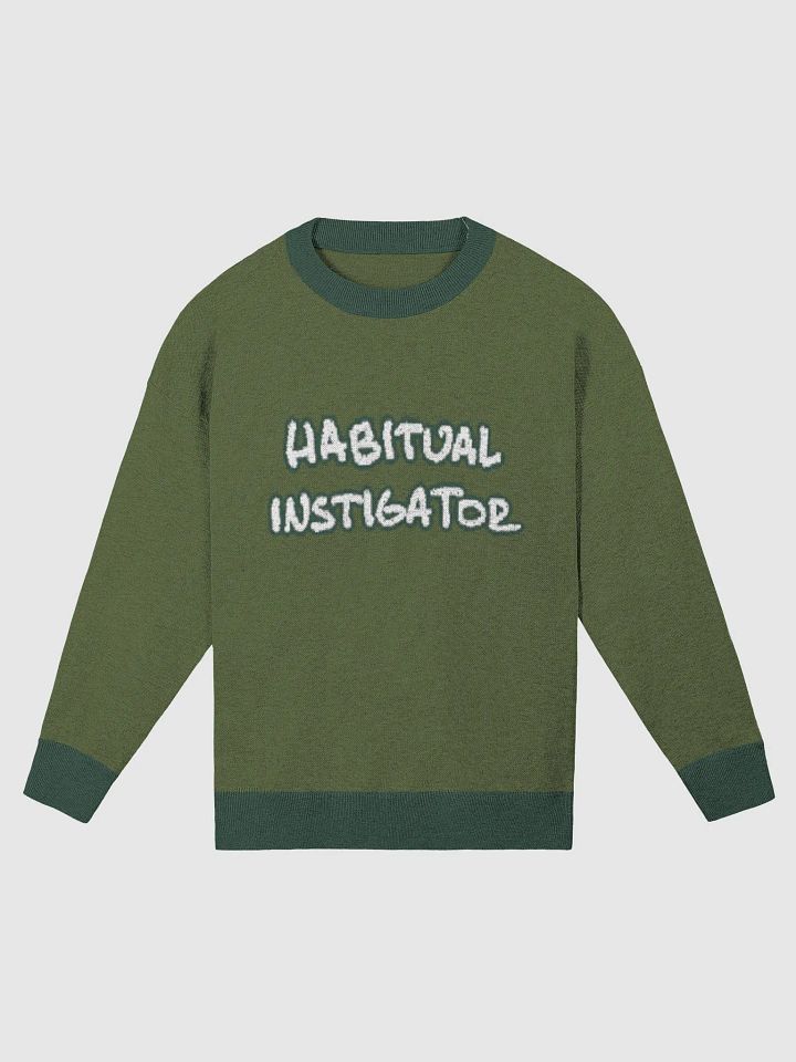 HABITUAL INSTIGATOR (lg. lined design, duotone green and white) knitwear relaxed crewneck product image (3)