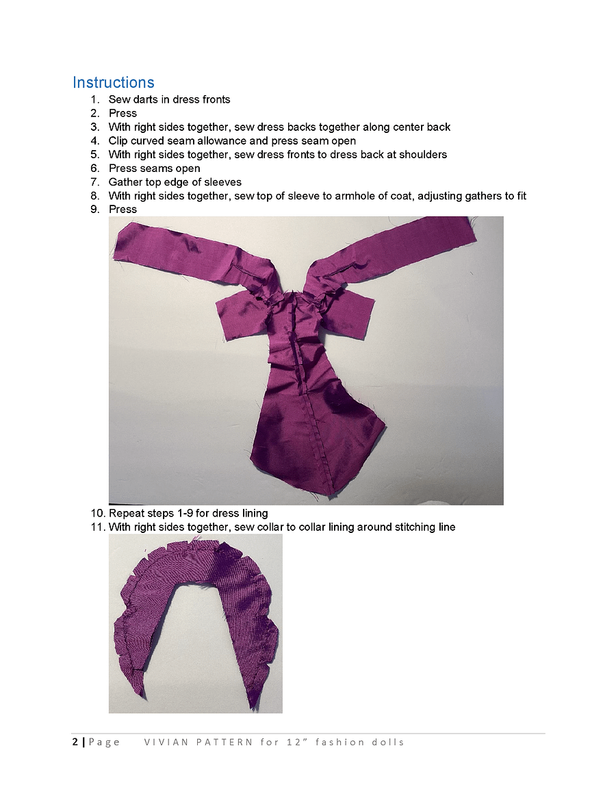 Vivian sewing pattern for 12