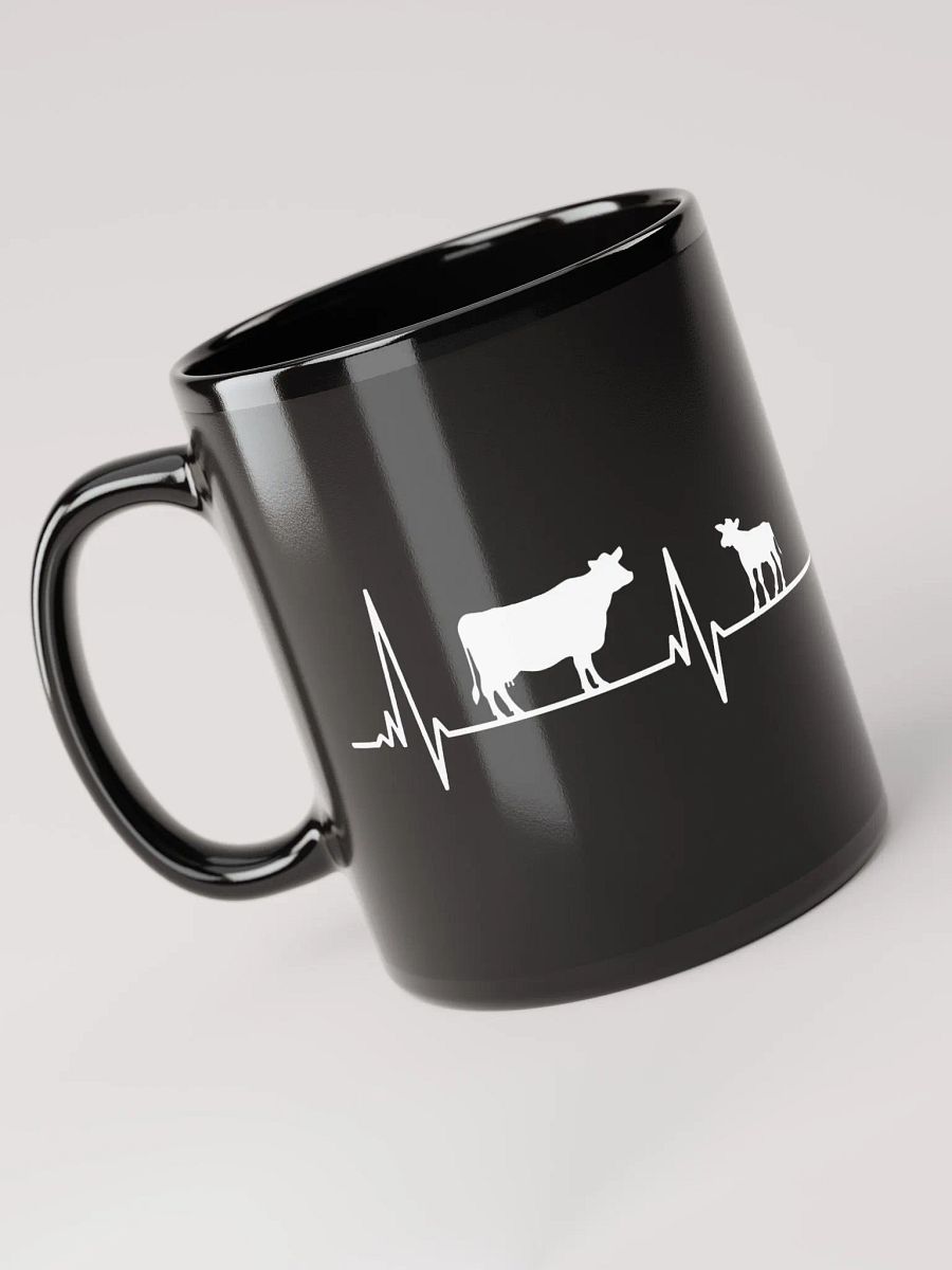 "Heartbeat-Cow" black glossy mug product image (5)