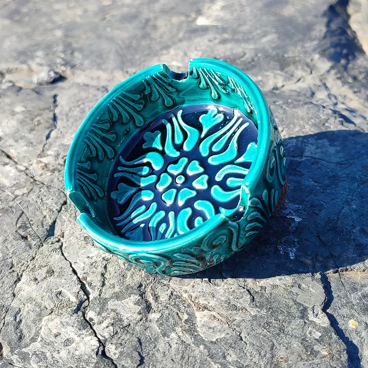 Handmade Turquoise Ceramic Ashtray – Unique Artisanal Home Decor, directly from the shores of the Bosphorus! product image (1)