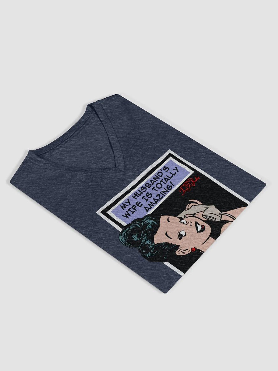 My Husband's Wife is Totally Amazing & A Happy Wife is a Happy Life V-Neck Tee product image (4)