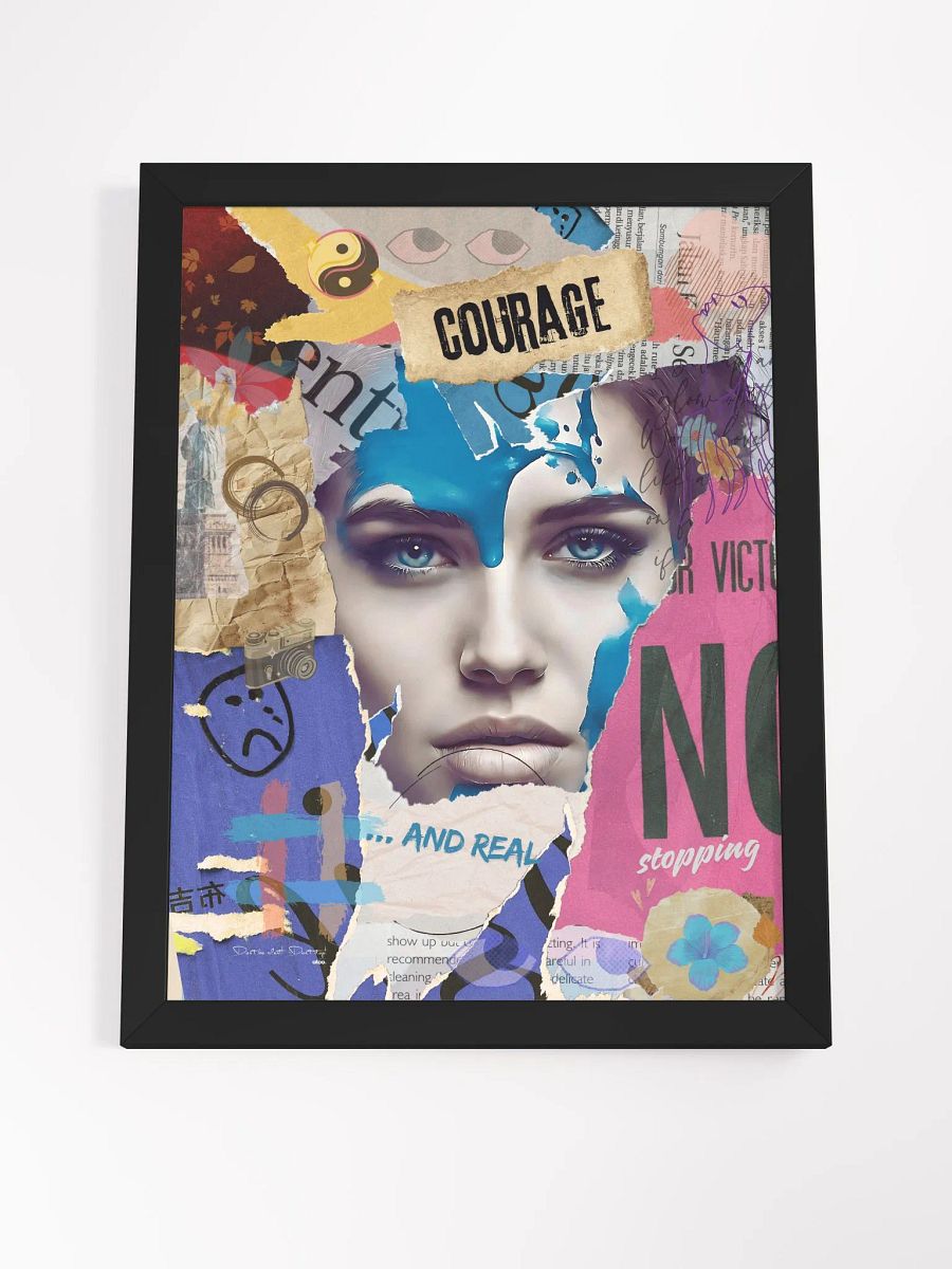 Don't be silent! Don't stop! Blue. | Framed Collage Painting product image (5)