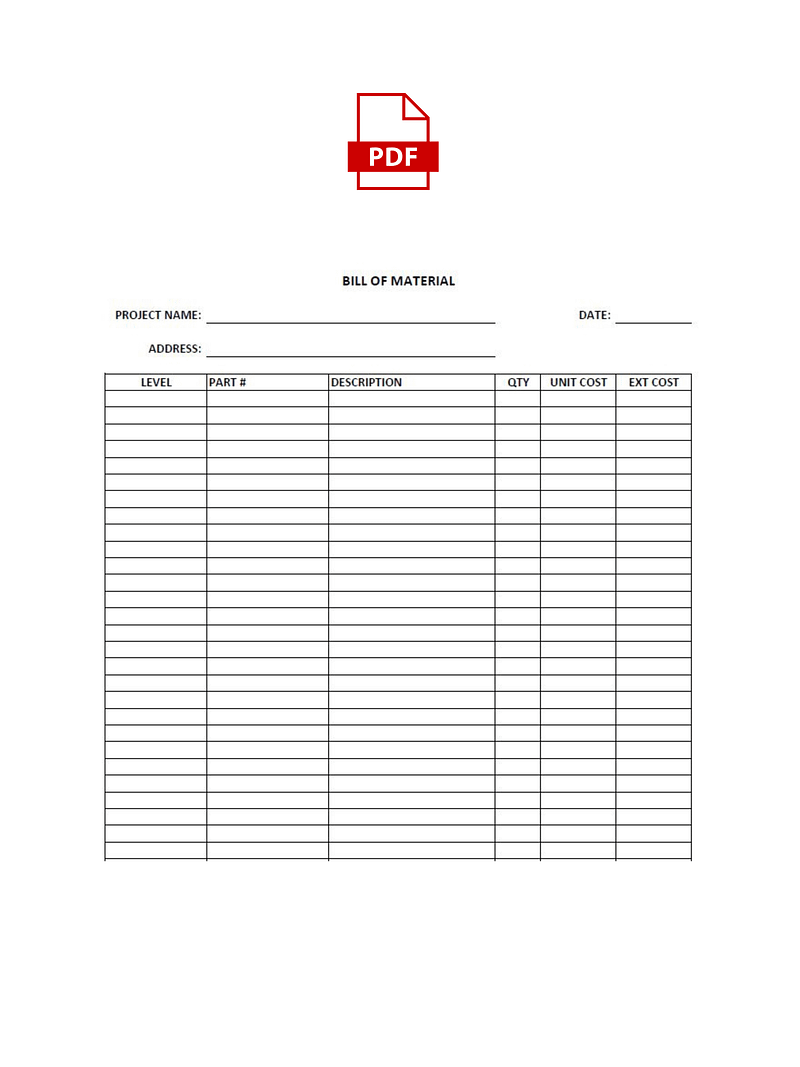 Bill of Material Style 01 – PDF Print