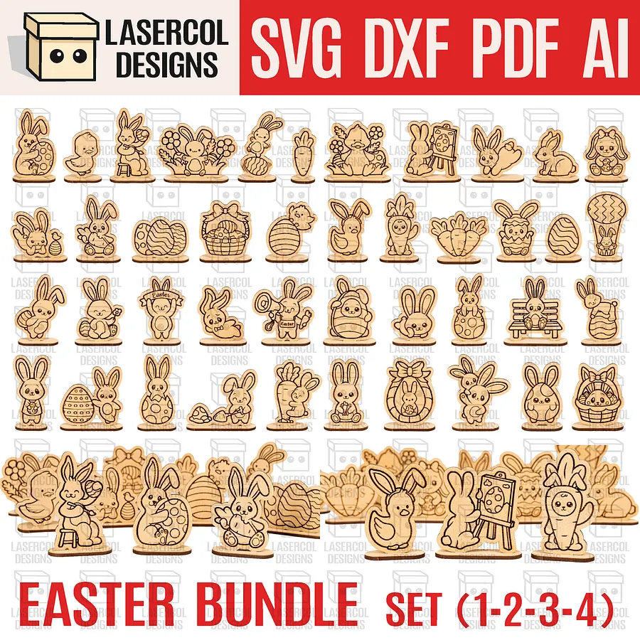 Easter Cutouts With Base Bundle (Set 1-2-3-4) - Laser Cut Files product image (1)