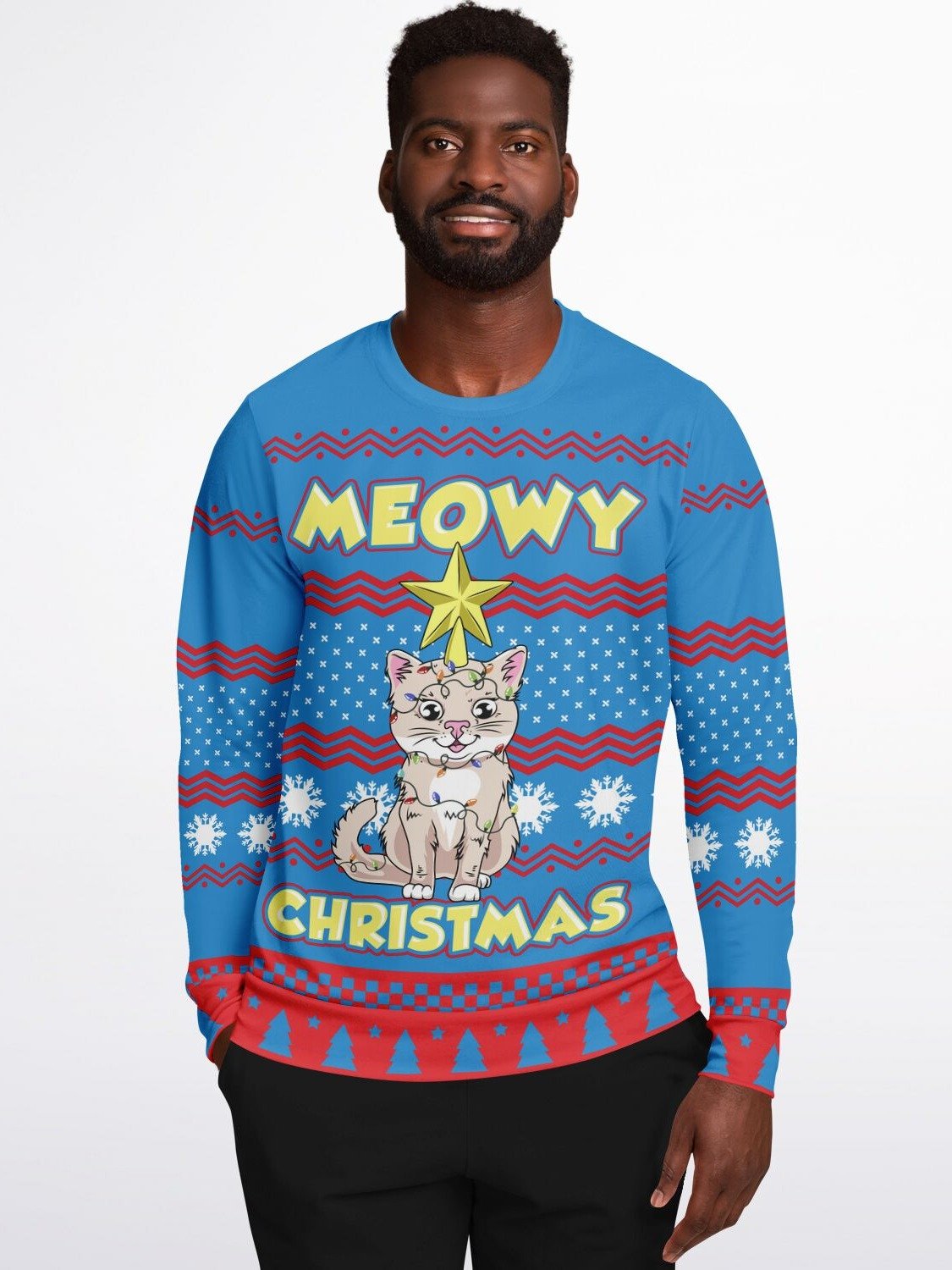 Meowy Christmas Cat Sweater | Funny Kitten Holiday Sweatshirt | Pet Lover Christmas Party Outfit | Cat Mom Winter Gift product image (7)