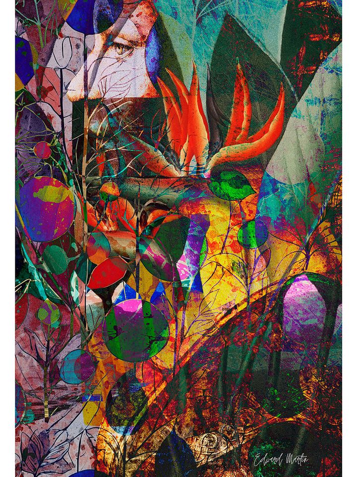 'In the Garden of Wonders' by Edward Martin: Mixed Media Collage Print product image (1)