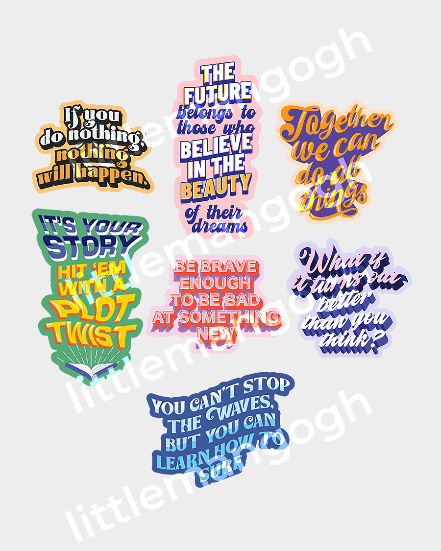 22 Typographic Sticker Design Bundle - Instant Digital Download product image (3)