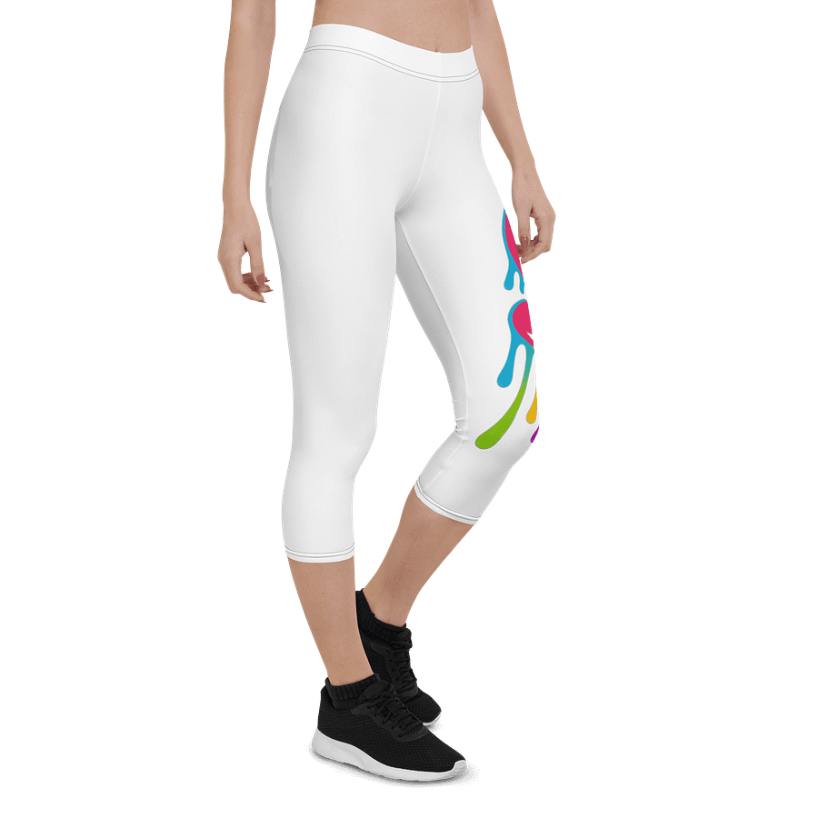 Rainbow Drip Treble Clef Capri Leggings product image (6)