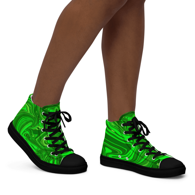 Women's High Top Canvas Shoes - Different Shades of Green Digital Fluid Art product image (5)