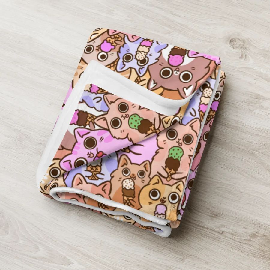 Whimsical Ice Cream Cat Party Throw Blanket product image (6)