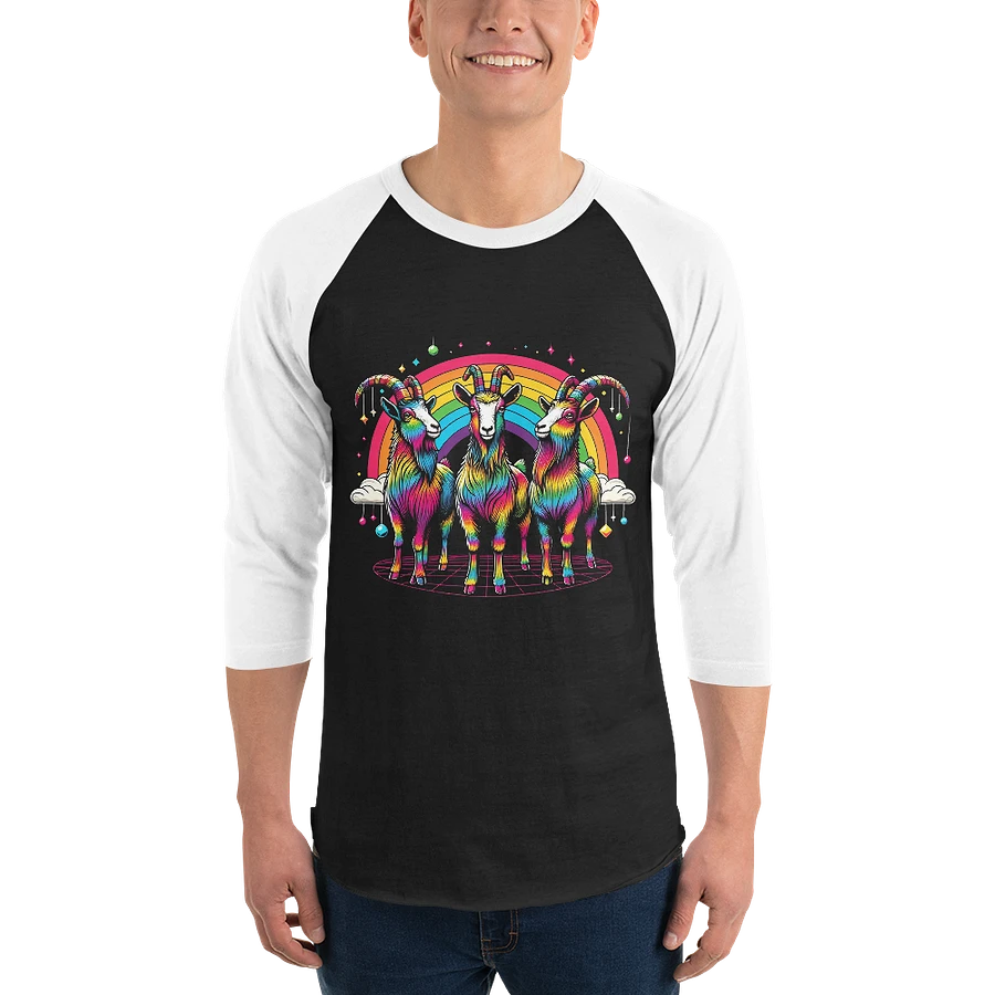 Rainbow Disco Goats Baseball Style Tee - Dark Colors product image (3)