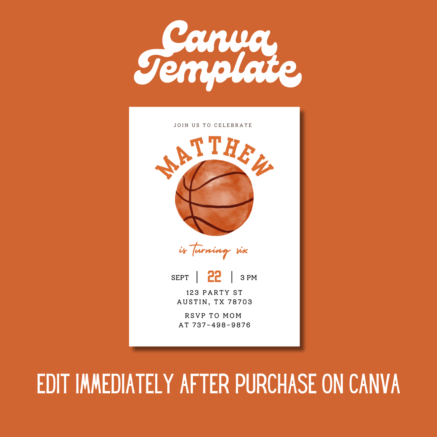 Basketball Birthday Invitation Template – Canva Editable Sports Birthday Invite product image (4)