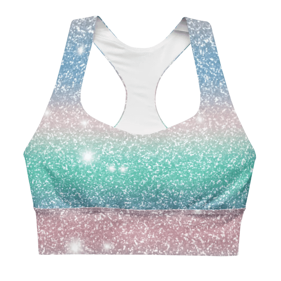 Glitter Unicorn Texture Design Longline Sports Bra - 4 product image (1)