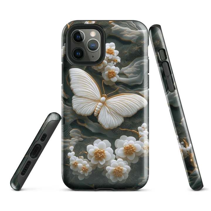 White Butterfly Jade Carving Effect - Tough Phone Case product image (1)