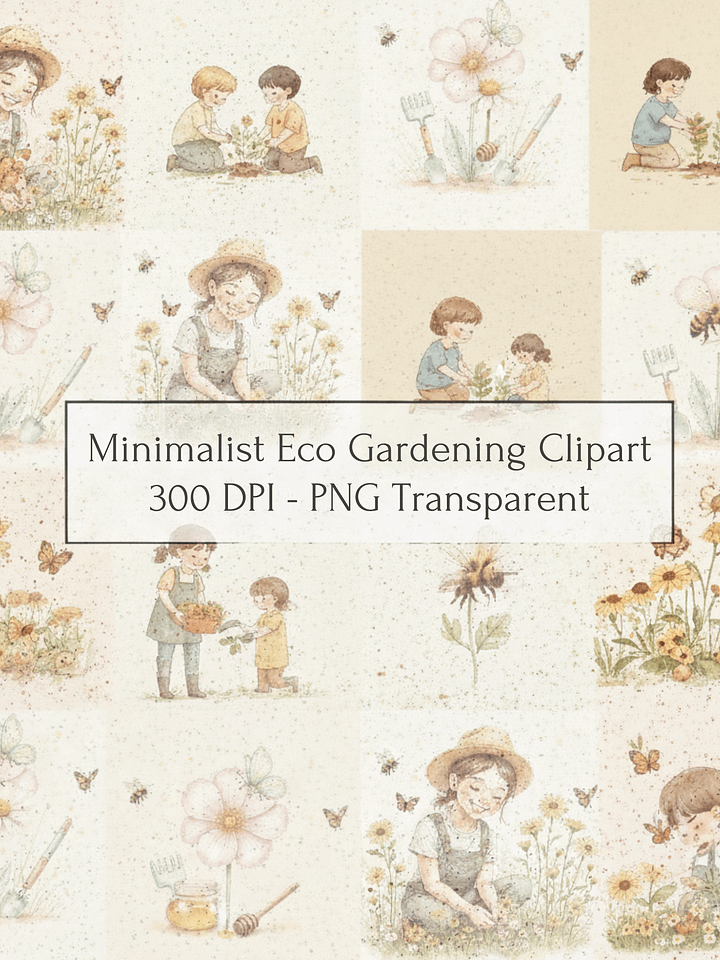 Minimalist Gardening Clipart Bundle | 115 Continuous Line Art PNGs | Eco Conscious Botanical Illustrations product image (1)