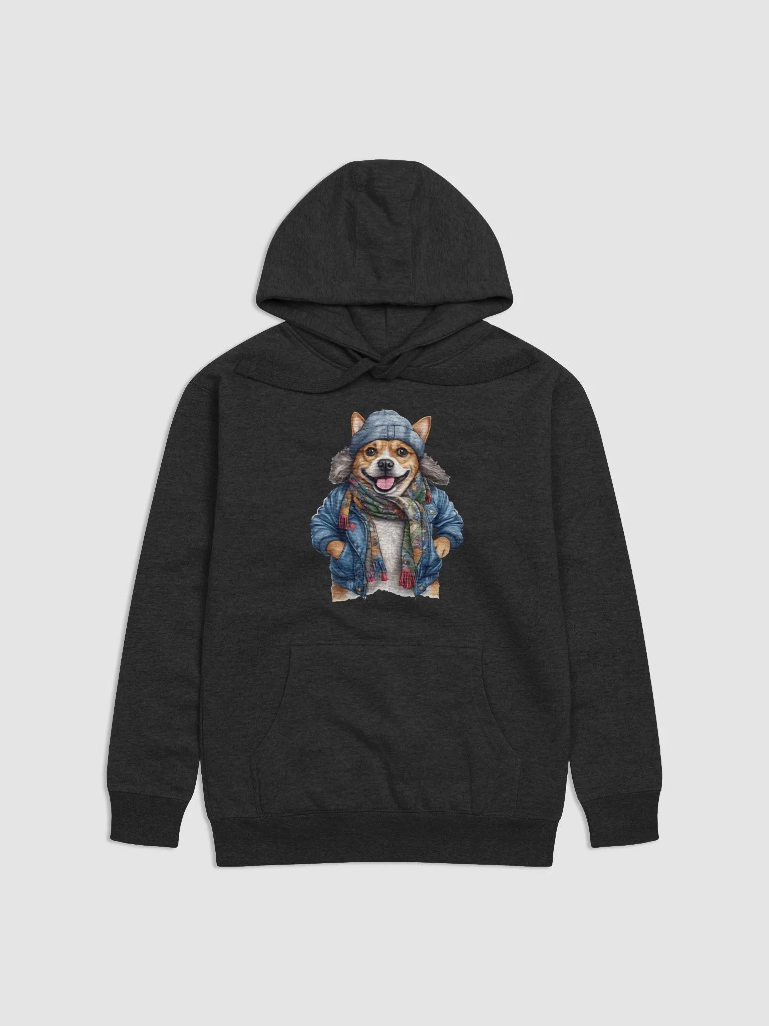 Corgi dog wearing a leather jacket and hat Hoodie product image (8)