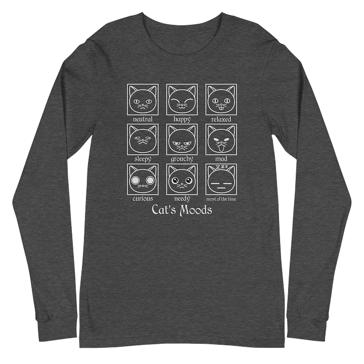 Cat's Moods Unisex Long Sleeve Tee, White Print product image (2)