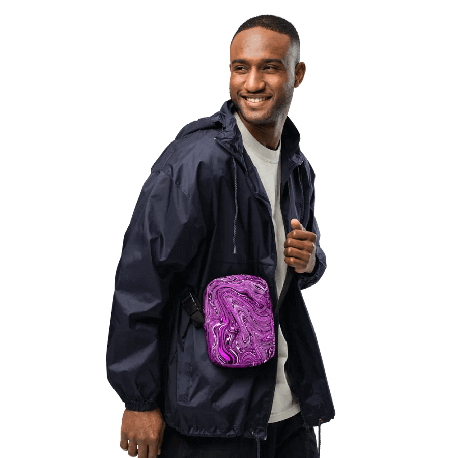 Utility Crossbody Bag - Purple and White Fluid Swirls product image (11)