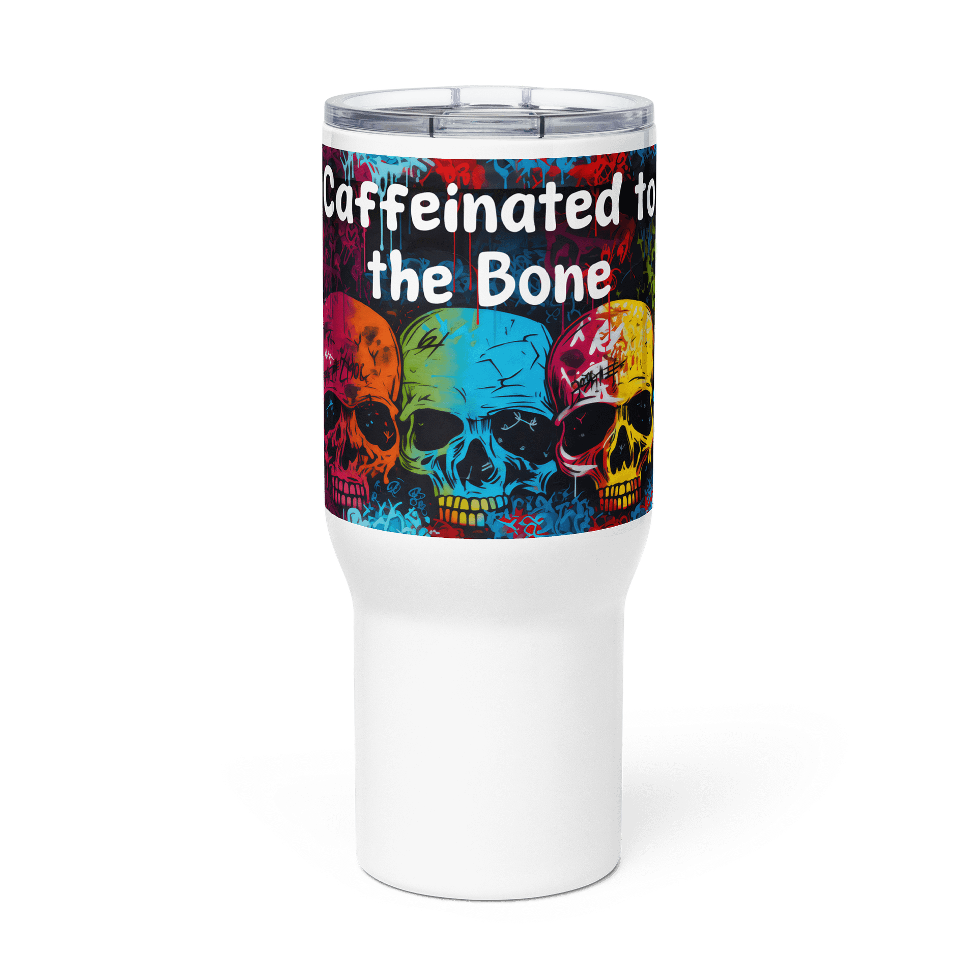 "Caffeinated to the Bone" Travel Mug w/ Handle product image (1)