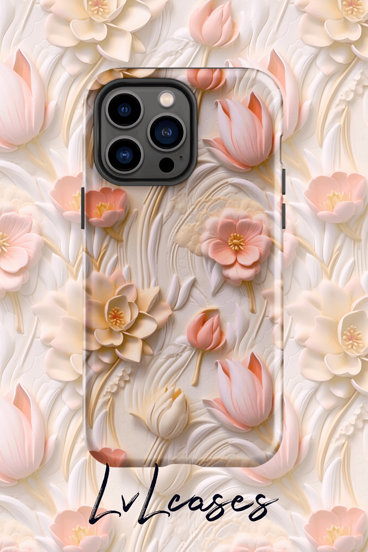 Pink florals Tough iPhone Case product image (2)