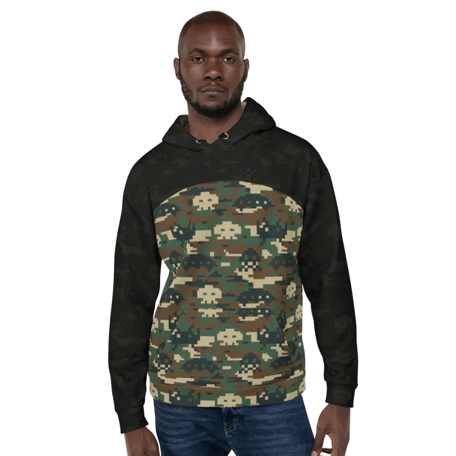 Space Invaders Camo Unisex Hoodie (Obsidian) product image (6)
