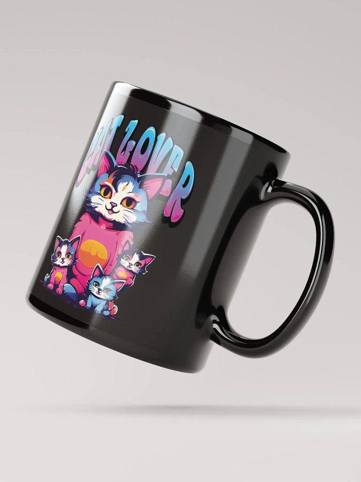 Cat Lover Black Glossy Mug | Adorable Mother Cat and Kittens Design |Double-Sided Print| Perfect Gift for Cat Enthusiasts and Cat Moms product image (2)