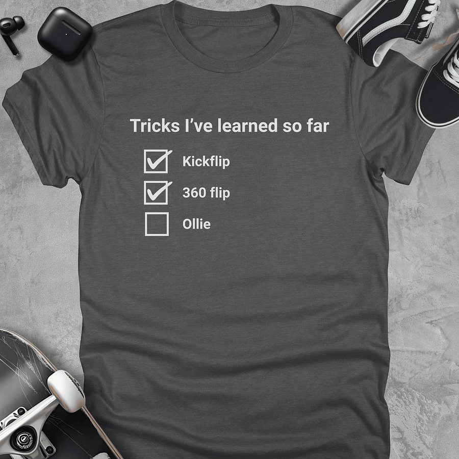 Tricks I've learned so far, Funny skateboarding t-shirt, Unisex product image (4)