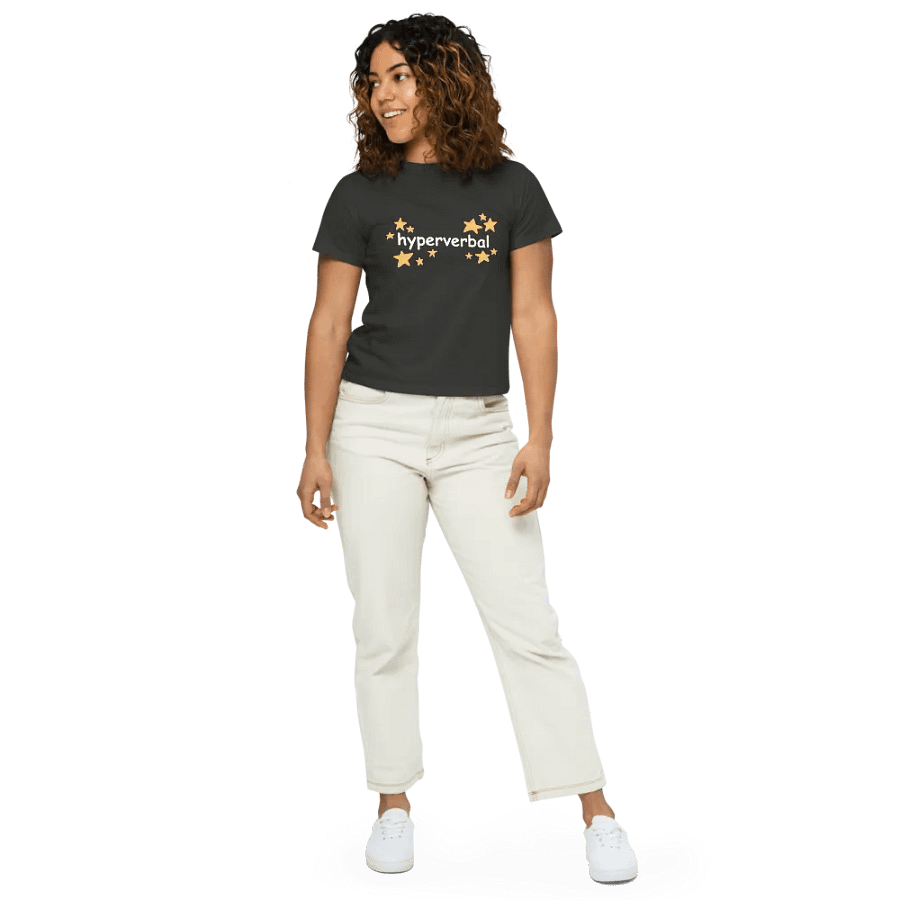 hyperverbal (comic sans and stars) printed waist-length tee product image (7)