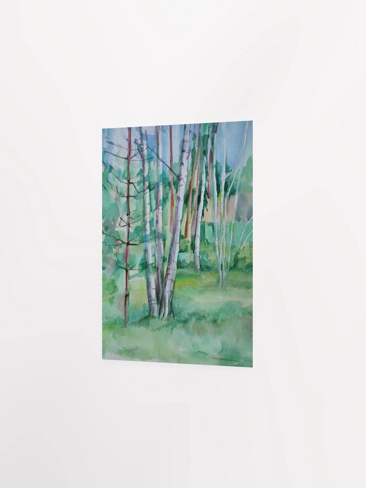 Serene Birch Forest Watercolor Poster - Nice Forest Dacha product image (4)