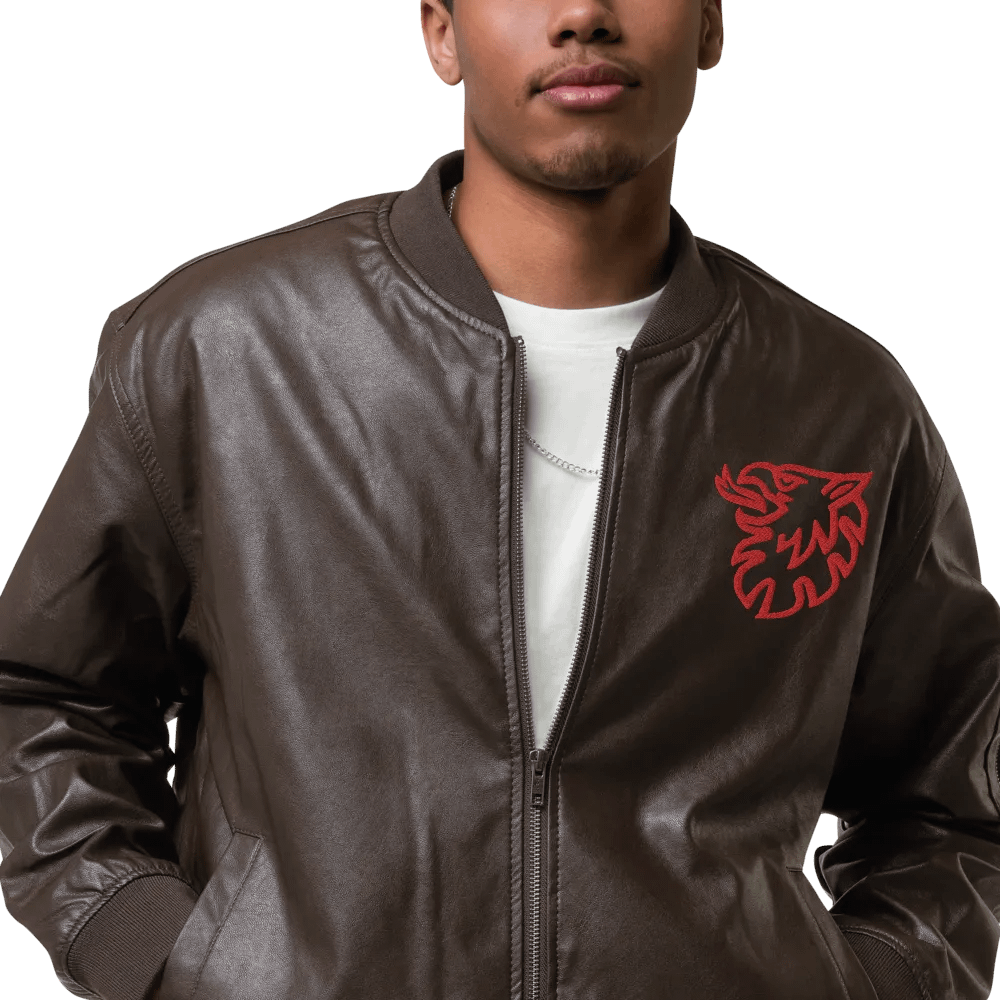 Faux Leather Bomber Jacket by Threadfast Apparel 395J/Grip Red product image (17)