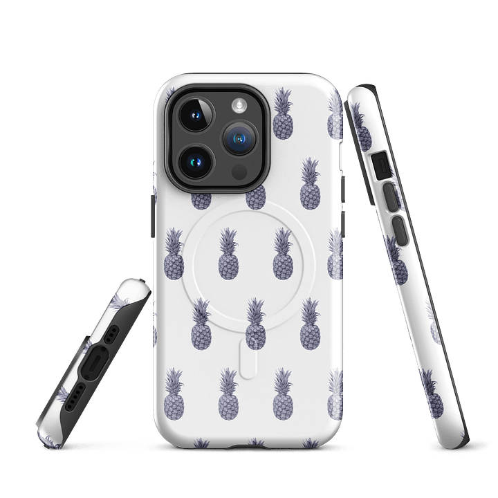 Monochrome Pineapple MagSafe® Tough iPhone® Case White product image (2)