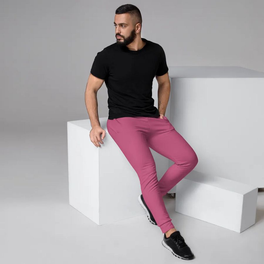 Plain Muted Blush Pink True Summer Recycled Polyester Premium Men's Joggers by Treasure Pie product image (3)