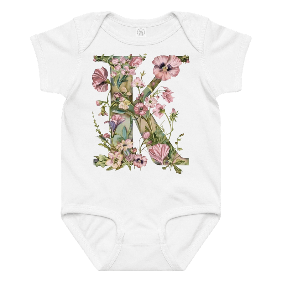 Floral Letter K Baby Bodysuit product image (1)
