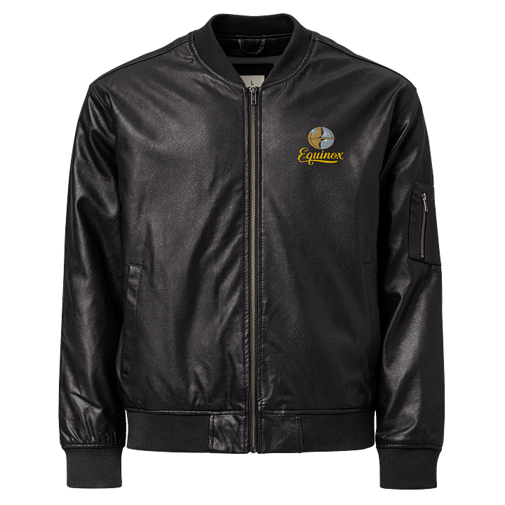 Equinox Unisex Faux Leather Bomber Jacket - Black, Celestial Design, Heavyweight product image (1)