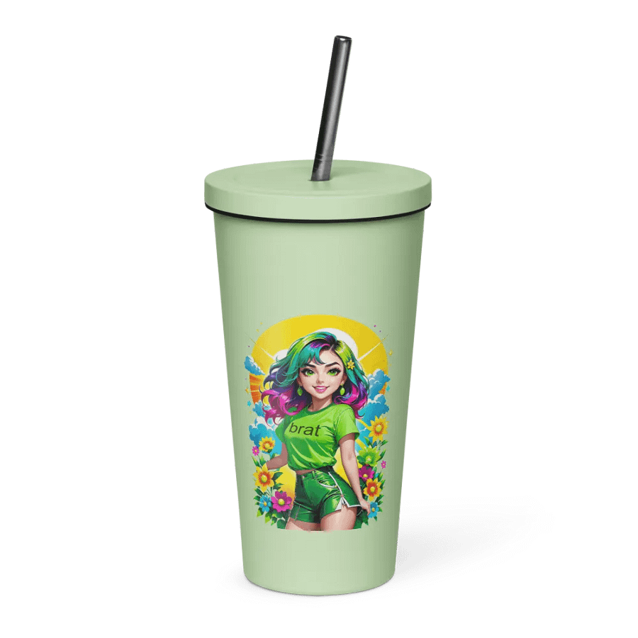 Brat 20 oz Tumbler Cup - Mint - Insulated Tumbler with a Straw v3 product image (1)