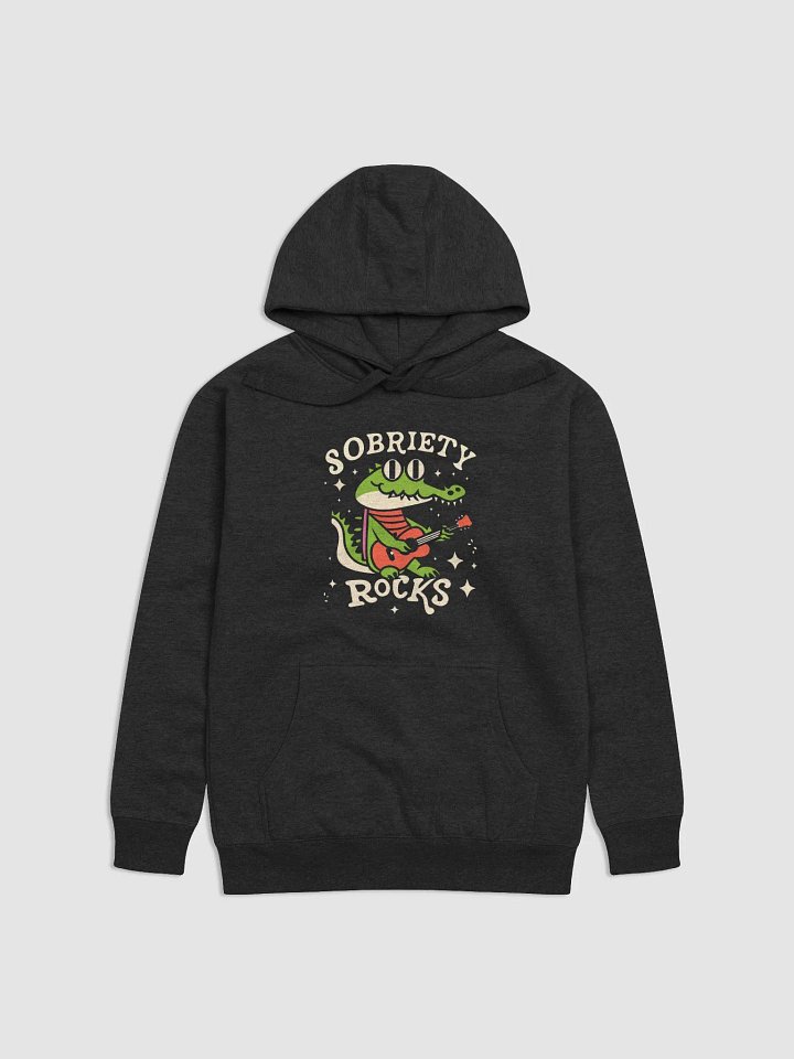 Sobriety Rocks Retro Crocodile Playing Guitar Hoodie product image (1)
