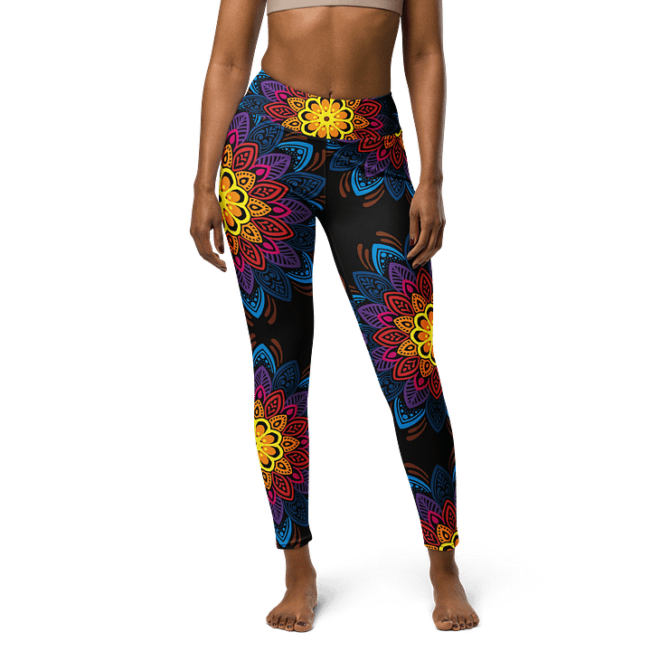 Mandala Burst High-Waist Yoga Leggings - Vibrant Floral Artistry product image (1)