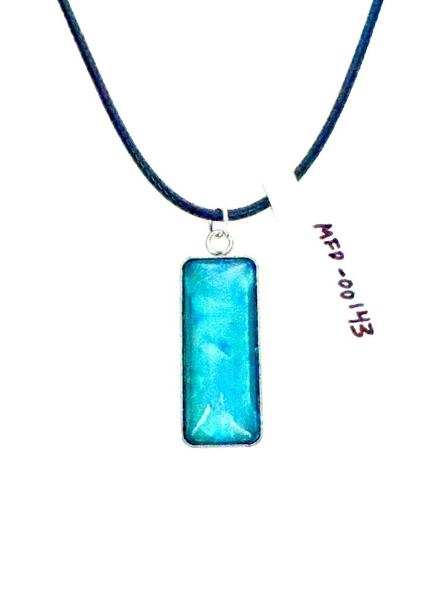 Electric Tide Pendant Necklace | Blue Green | Rectangle Cabochon | Monique Faella Designs™ | MFD-00143 product image (4)