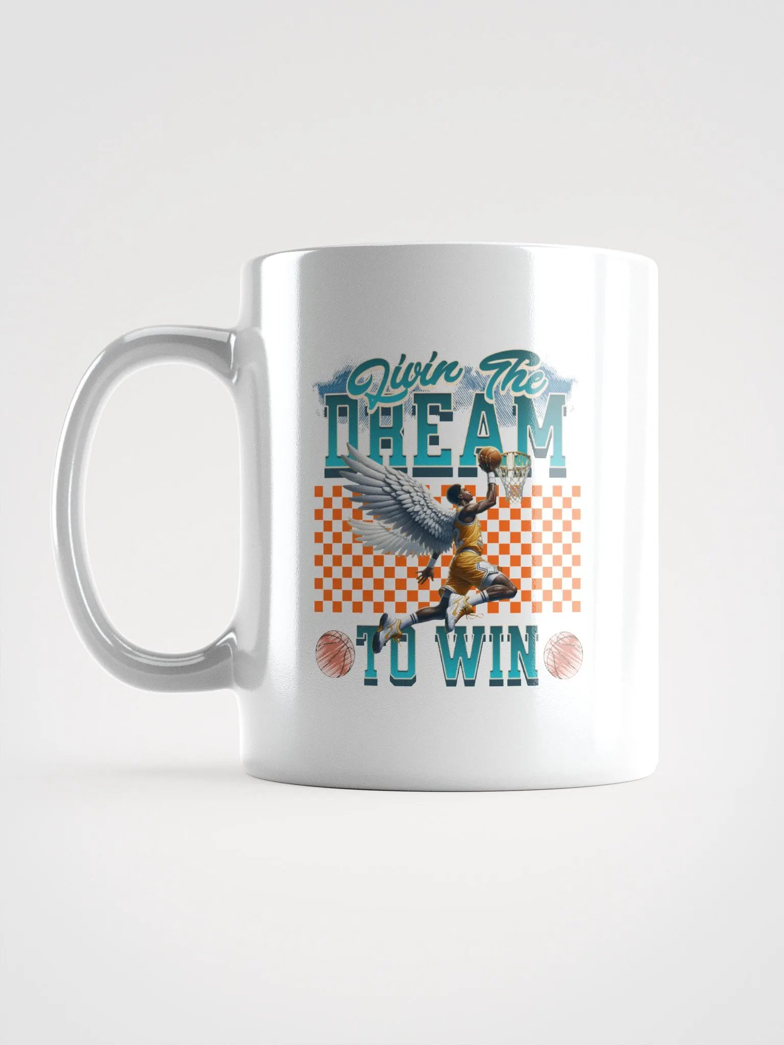 Livin The Dream To Win Basketball Angel Wings Slam Dunk Mug product image (1)