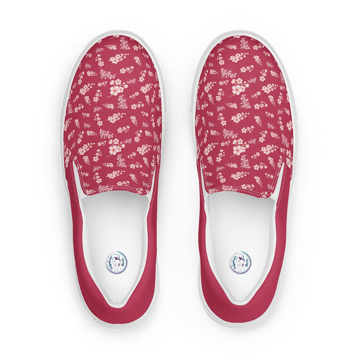 Cherry Blossoms on Magenta Floral Women's Slip-On Canvas Shoes product image (2)