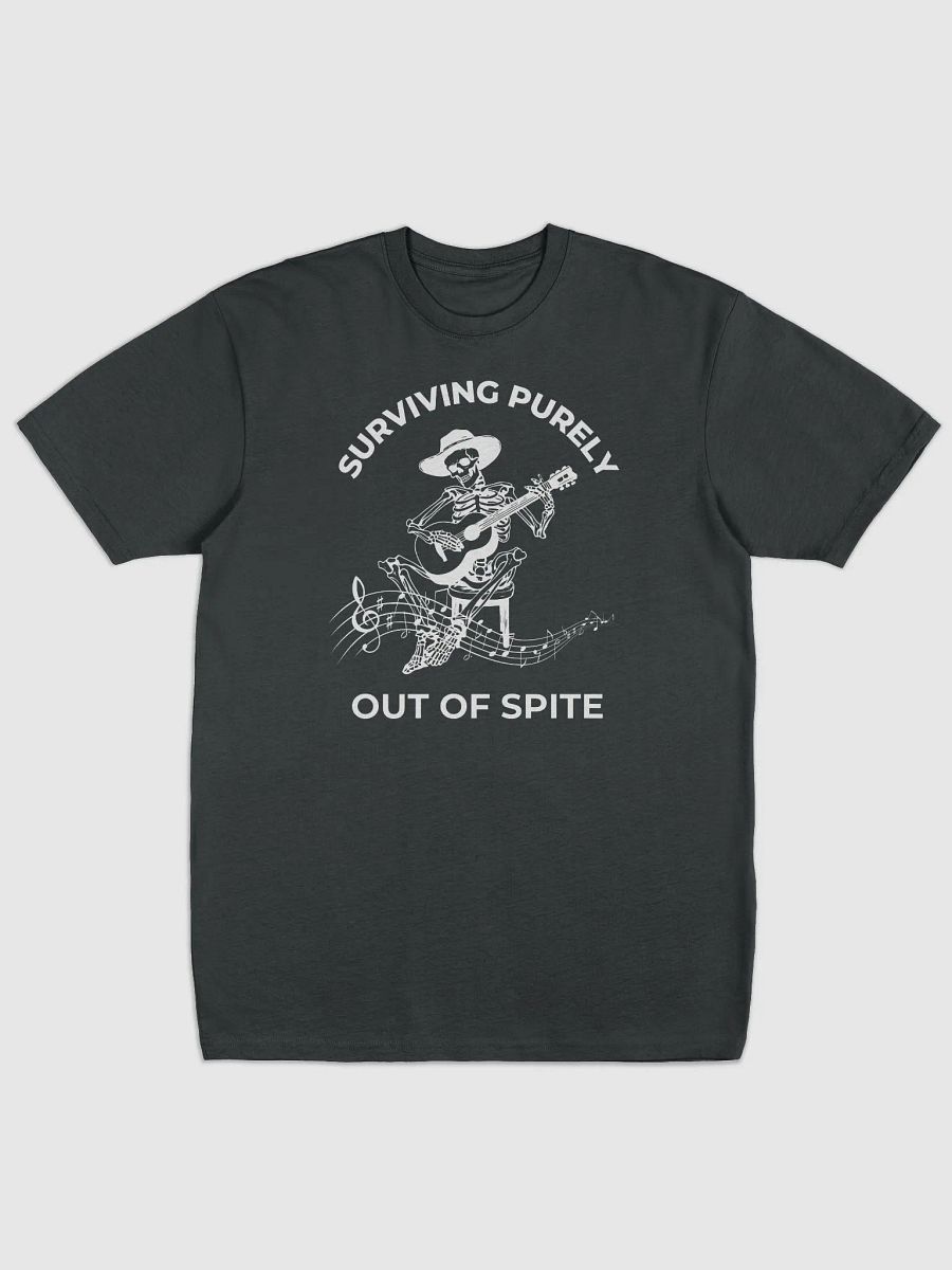 Surviving Purely Out of Spite" Skeleton Guitar T-Shirt – Funny Gothic Western Tee product image (2)
