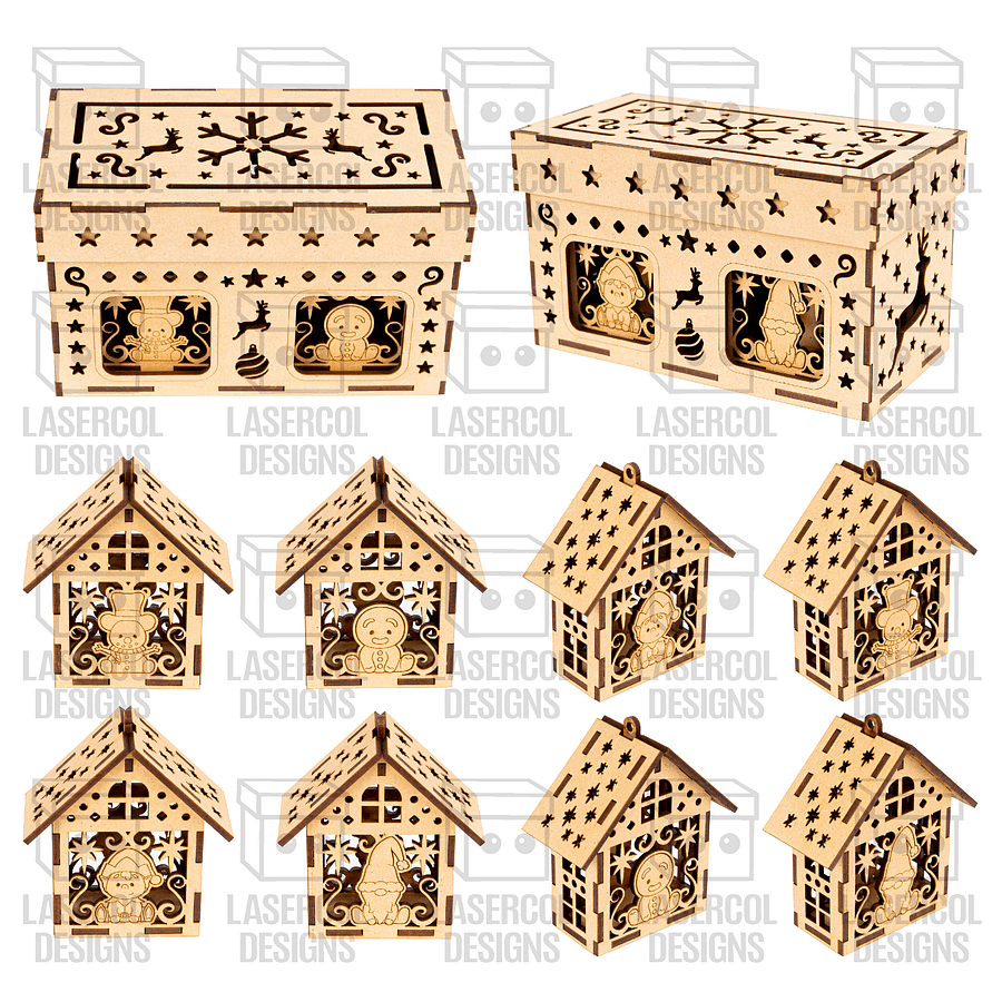 Christmas Characters Houses Ornaments Box Set 1 & Set 2 - Laser Cut Files product image (10)
