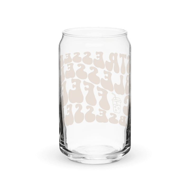 Stressed Blessed Coffee Obsessed Print Glass Can With or Without Lid product image (2)