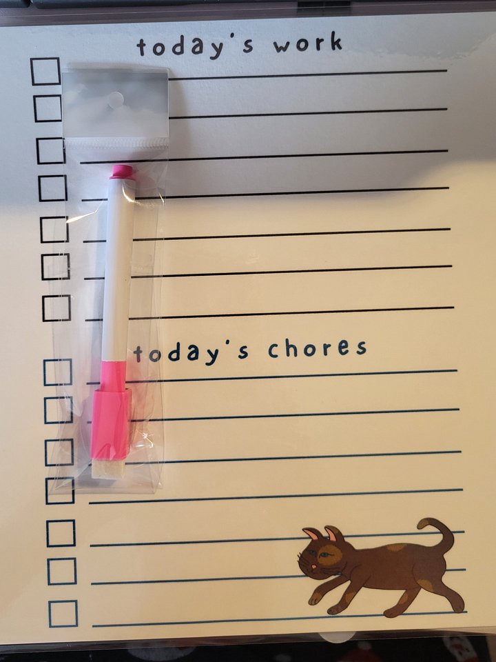 Cute Cartoon Curious Cat Laminated To Do List with Dry Erase Marker product image (1)