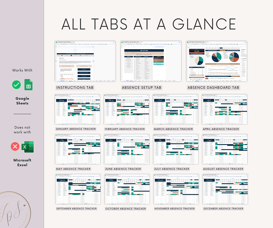 Employee Absence Tracker & Dashboard, Google Sheets Template product image (9)
