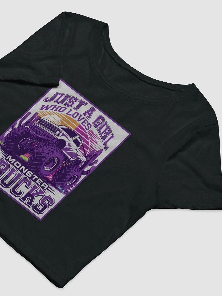 Women "JUST A GIRL WHO LOVES MONSTER TRUCKS" crop tee product image (4)