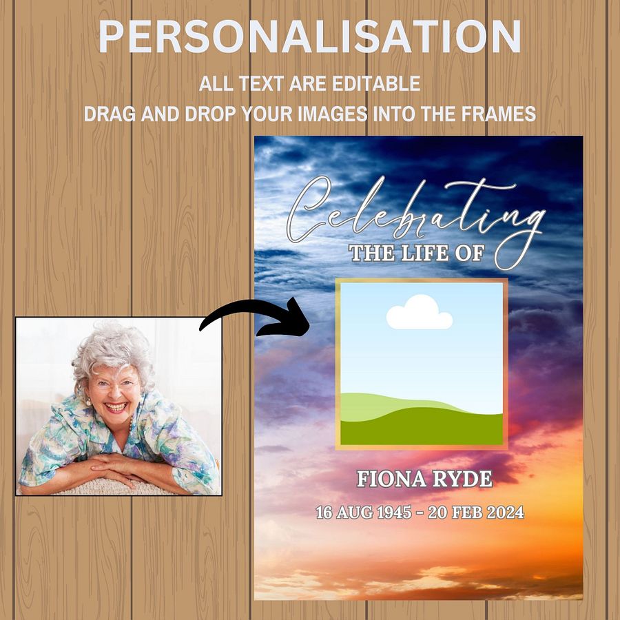 Magic Sky Funeral Photo Collage Sign Set Canva Template product image (6)