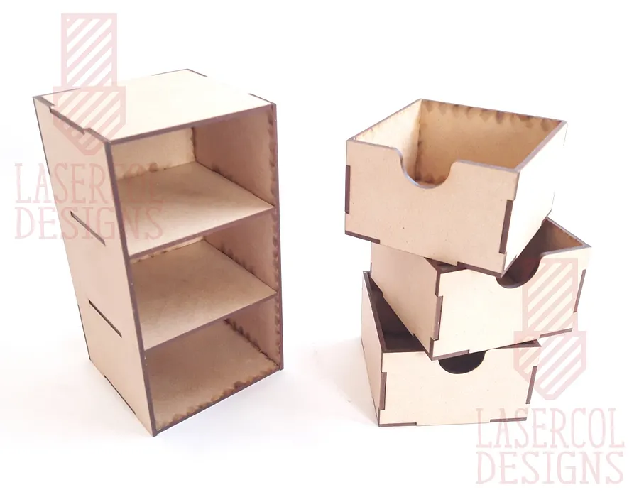 Three Drawers Desk Organizer - Laser Cut Files product image (9)