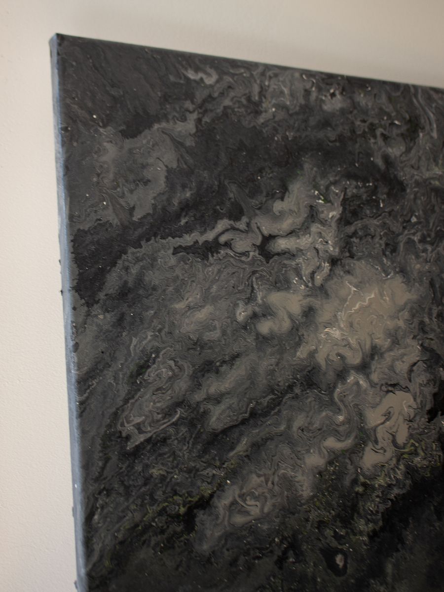 Shades of Grey Abstract Acrylic Pour Painting on 16x20 Inch Canvas | Modern Marble Art product image (6)